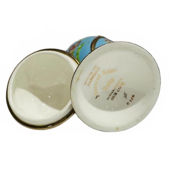 Vintage Franklin Mint 'House of Faberge' Musical Easter Egg Tulip Our Love - Picture 8 of 8